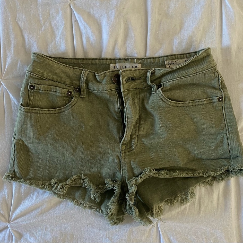 Denim green shorts